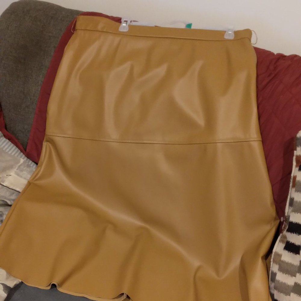Jcp Faux Leather Skirt in Mustard Gold size 16W